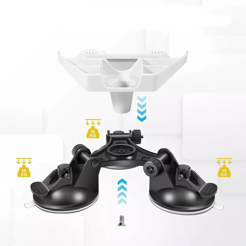 Black Starlink Mini suction cup mount base for TV antenna and satellite dish, designed for car roof installation.