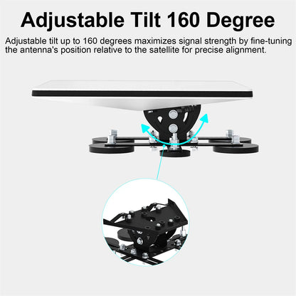 Starlink Mini V4 Magnetic Roof Mount with metal bracket, 6 magnetic bases, 160° angle adjustment for RV, car, yacht, or truck.