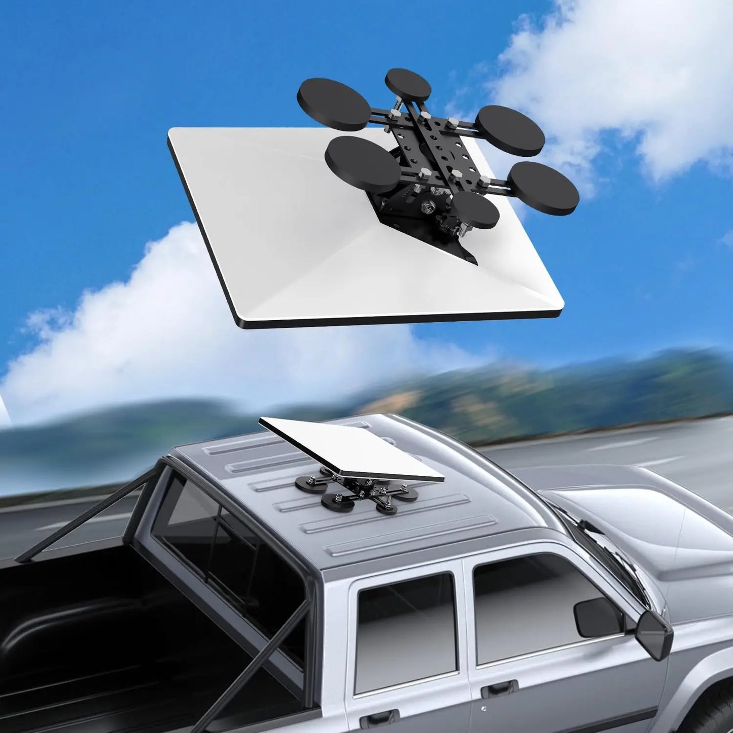 Starlink Mini V4 magnetic roof mount with metal bracket, 211lb suction, 6 magnetic bases, and 160° adjustable angle for RV and yacht.