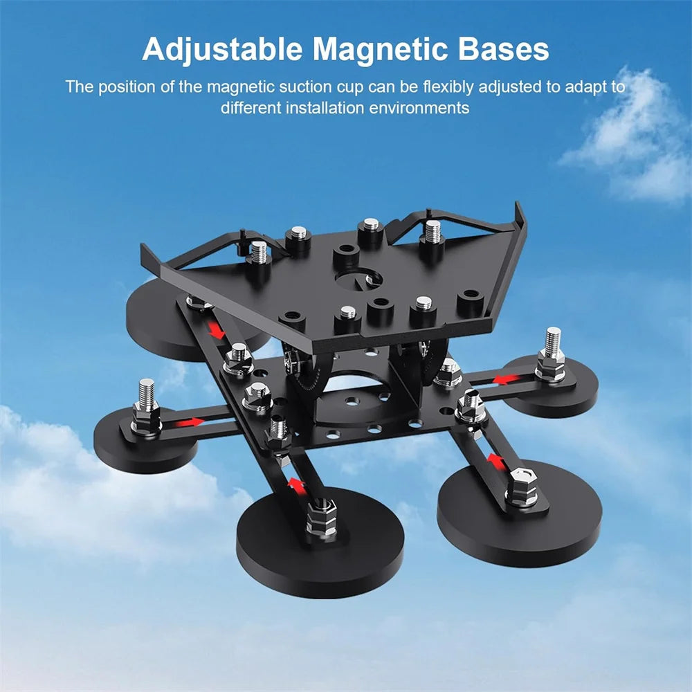 Black Starlink Mini V4 Magnetic Roof Mount with 211lb suction, 6 magnetic bases, adjustable 160° angle, metal bracket for RV, car, yacht, truck