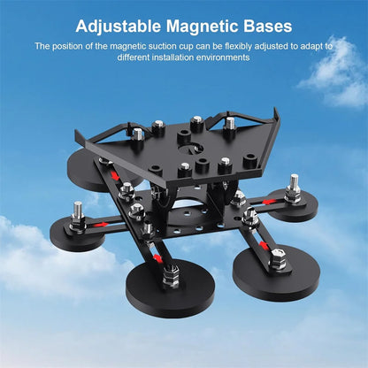 Black Starlink Mini V4 Magnetic Roof Mount with 211lb suction, 6 magnetic bases, adjustable 160° angle, metal bracket for RV, car, yacht, truck