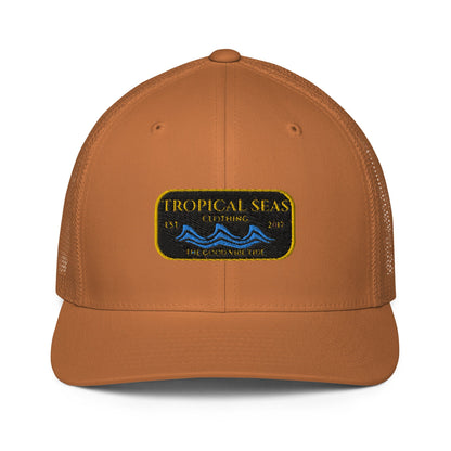 Backupmyfilesnow.com Steady Wave Mesh Trucker Hat with adjustable snapback, breathable mesh panels, and curved brim.