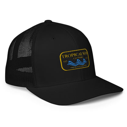 Backupmyfilesnow.com® Steady Wave Mesh Trucker Hat featuring breathable mesh panels and a curved brim for casual outdoor wear.