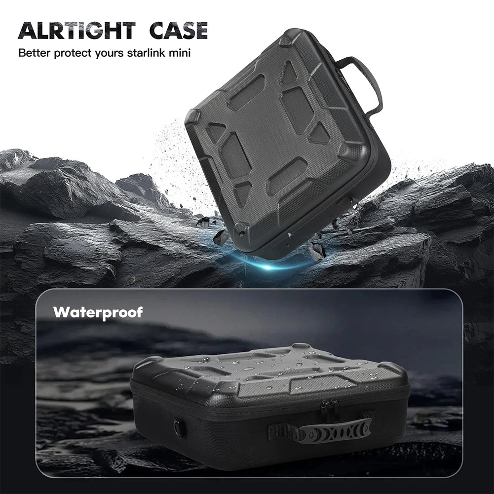 Black storage bag for Starlink shockproof shoulder case, wear-resistant, anti-scratch, organized accessory storage by BACKUPMYFILESNOW.COM®