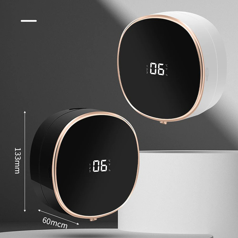 Black touchless automatic induction hand soap dispenser with infrared sensor and digital temperature display