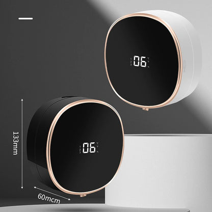 Black touchless automatic induction hand soap dispenser with infrared sensor and digital temperature display