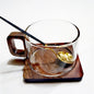 200ml fresh ground latte glass coffee mug with wooden tray and spoon, heat-resistant breakfast mug for milk tea and American coffee.