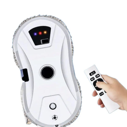 Black BackupMyFilesNow.com smart window cleaning robot with auto-path planning, 5600Pa suction, remote control, and safety rope for high-rise glass