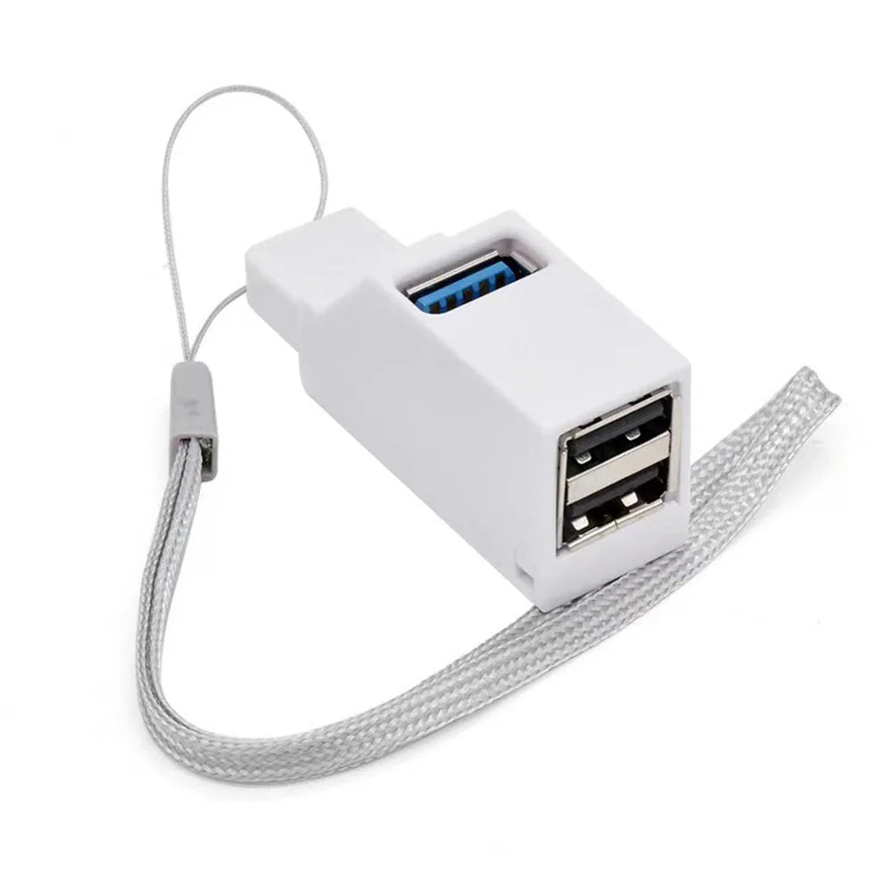 Black USB 3.0 hub adapter with 1 to 3 ports, compact splitter for PC, laptop, U disk, and card reader connections.