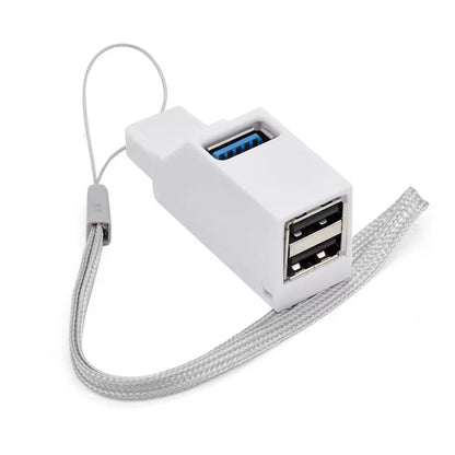 Black USB 3.0 hub adapter with 1 to 3 ports, compact splitter for PC, laptop, U disk, and card reader connections.