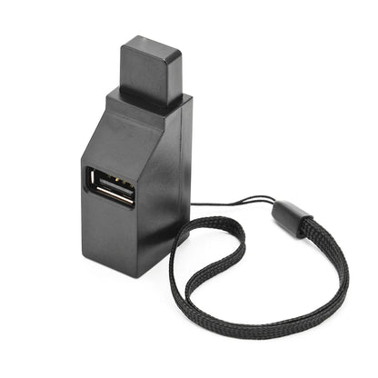 Black USB 3.0 hub adapter with 1 to 3 ports, high-speed USB 2.0 splitter for PC, laptop, U disk, and card reader.
