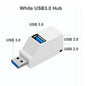 Black USB 3.0 hub adapter with 1 to 3 ports, high-speed USB 2.0 splitter for PC, laptop, U disk, and card reader connectivity.
