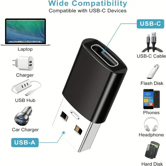 Black USB-C to USB 3.0 adapter by BackupMyFilesNow.com with compact design for high-speed data transfer on smartphones and devices.