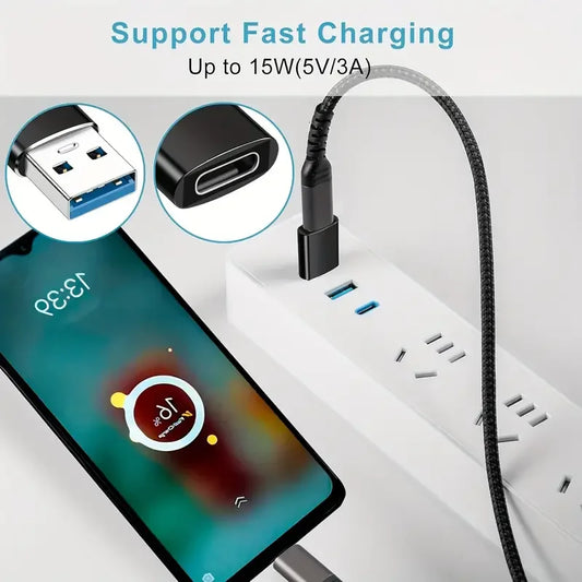 Black USB-C to USB 3.0 adapter by BackupMyFilesNow for high-speed data transfer and compact connection to smartphones.