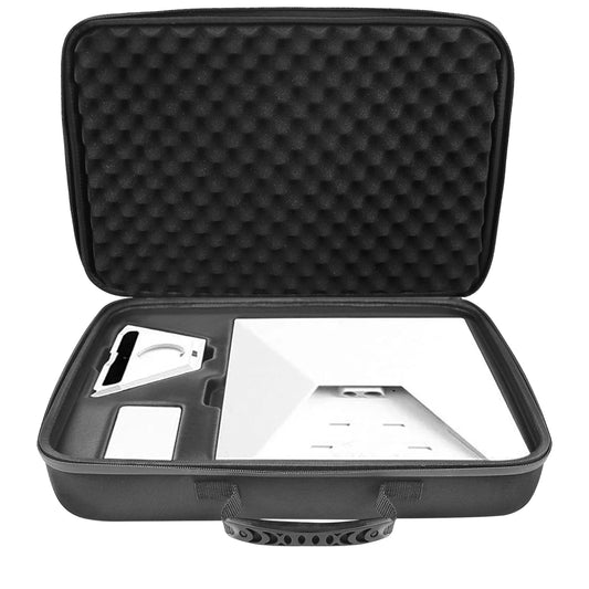 Black weatherproof hard case for Starlink Mini, with foam shockproof interior, designed for portable travel and secure storage.
