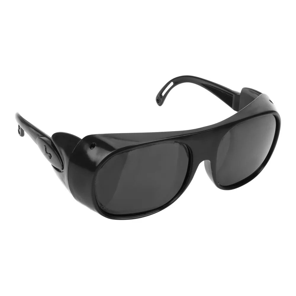 Black welding welder goggles with clear protective lenses for gas argon arc welding, soldering, and safety eye protection.