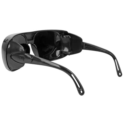 Black welding welder goggles with adjustable strap, protective glasses for gas argon arc welding and soldering safety.