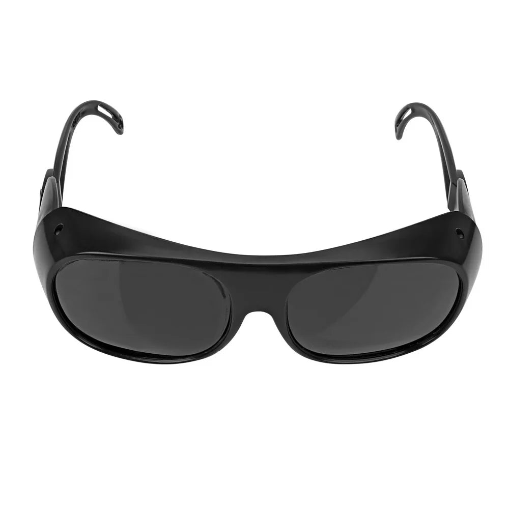 Black welding welder goggles with protective lenses for gas argon arc welding and soldering safety, designed to shield eyes.