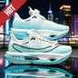 Black and white men's and women's running shoes by BackupMyFilesNow.com, lightweight, breathable, nonskid athletic sneakers for marathon training.