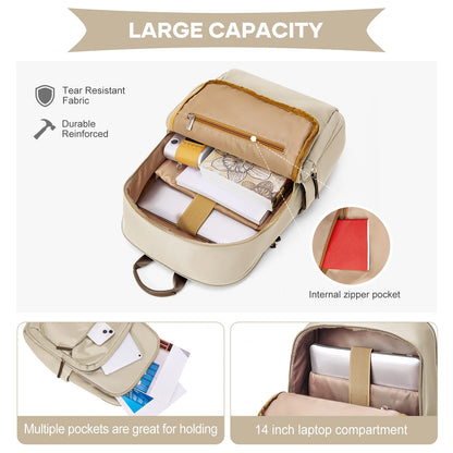 Black women's backpack with elegant design, theft-proof features, suitable for work, travel, and carrying a laptop.