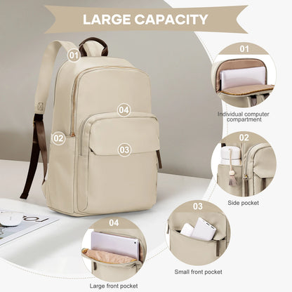 Black women's backpack with elegant design, theft-proof features, suitable for work, travel, and carrying a laptop.