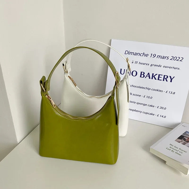 Avocado green women's shoulder handbag by BackupMyFilesNow.com, stylish, portable hobo bag for spring and summer, ideal for commuting.