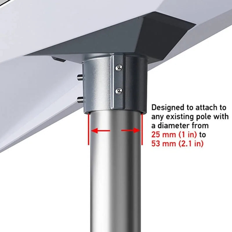 Carbon steel mount pipe adapter kit for Starlink Gen 3 roof mounting plate, compatible with Starlink V3 satellite internet system.