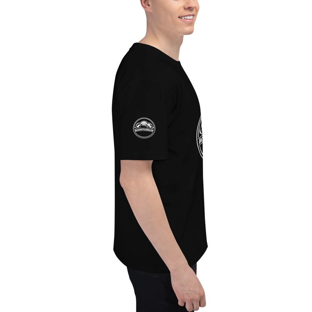 Men's black Champion Heritage T-shirt, size XL, from BACKUPMYFILESNOW.COM®, featuring classic athletic style and soft cotton fabric.