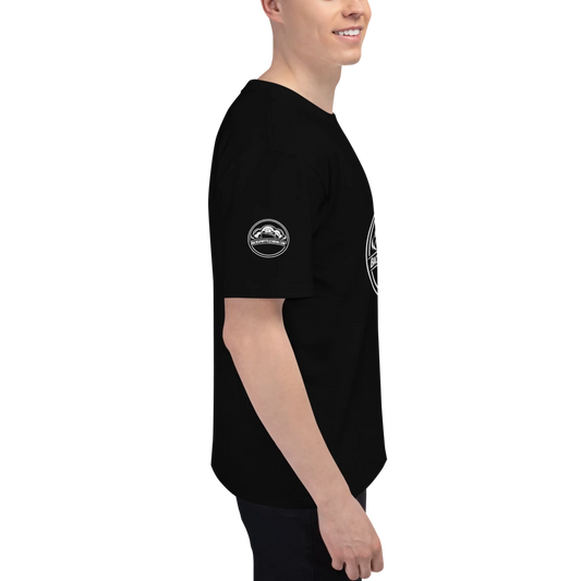 Men's black Champion Heritage T-shirt, size XL, from BACKUPMYFILESNOW.COM®, featuring classic athletic style and soft cotton fabric.