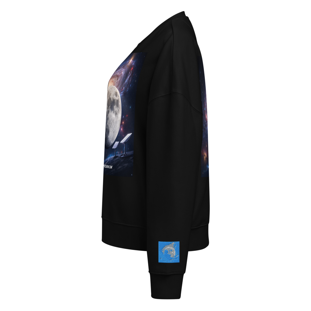 Black women's organic crew neck Stella Alma sweatshirt by Stanley/Stella, XL size, soft and comfortable casual wear.