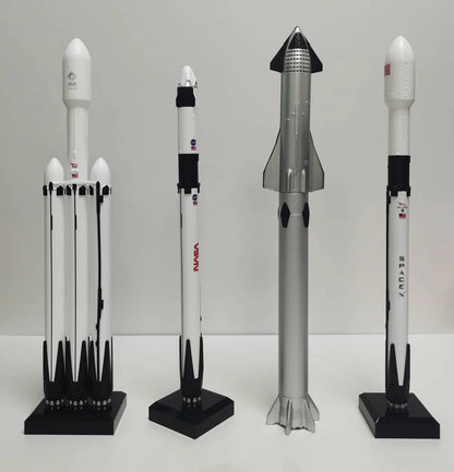 Detailed model of SpaceX Starship Falcon 9 FH Block 5 and Starlink Super Heavy Space Rocket, showcasing intricate features and design.