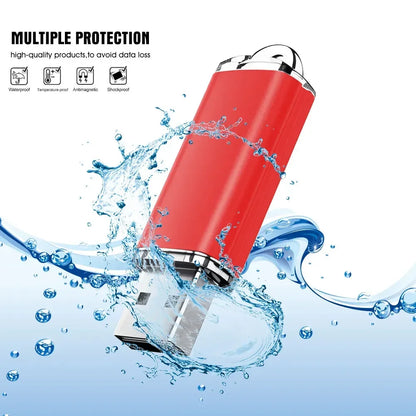 Blue 128GB USB 3.0 flash drive by BackupMyFilesNow.com with metal pen drive design, compatible with various computer flash cards.