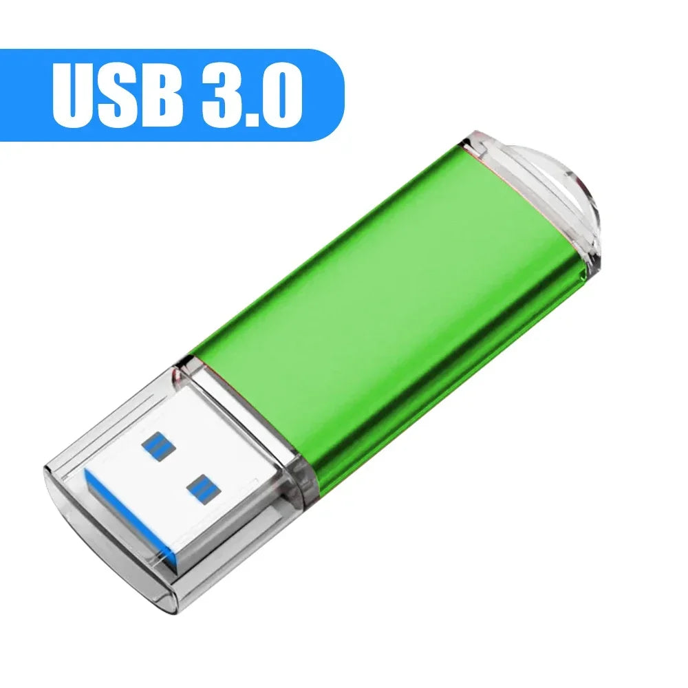 Blue 128GB USB 3.0 metal flash drive by BackupMyFilesNow.com, suitable for computers and high-speed data transfer.