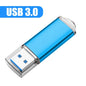 Blue 128GB USB 3.0 metal flash drive by BackupMyFilesNow.com, suitable for computers with 8GB to 128GB storage.