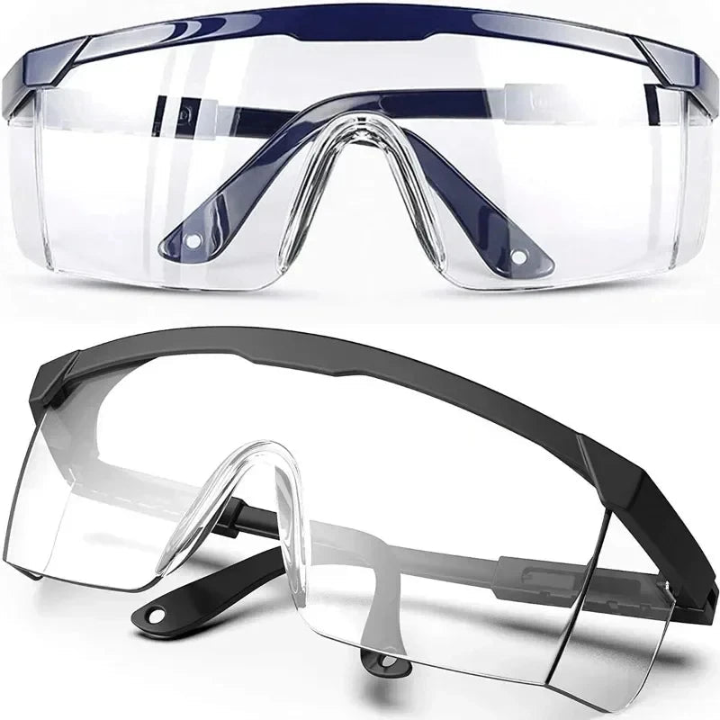 Blue anti-splash safety goggles from BACKUPMYFILESNOW.COM® with wind and dust proof lenses for industrial, lab, outdoor, and cycling protection.