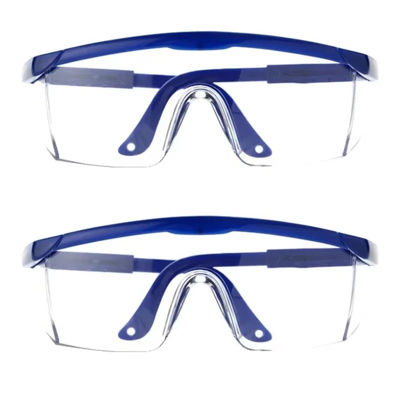 Blue anti-splash safety goggles from BACKUPMYFILESNOW.COM® with wind and dust-proof protective lenses for industrial, lab, or cycling use.