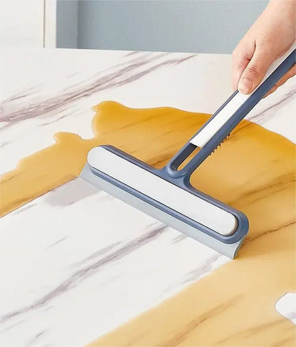 Blue silicone water wiper plate for glass cleaning, car windshield, window, bathroom, or kitchen, by BACKUPMYFILESNOW.COM®.