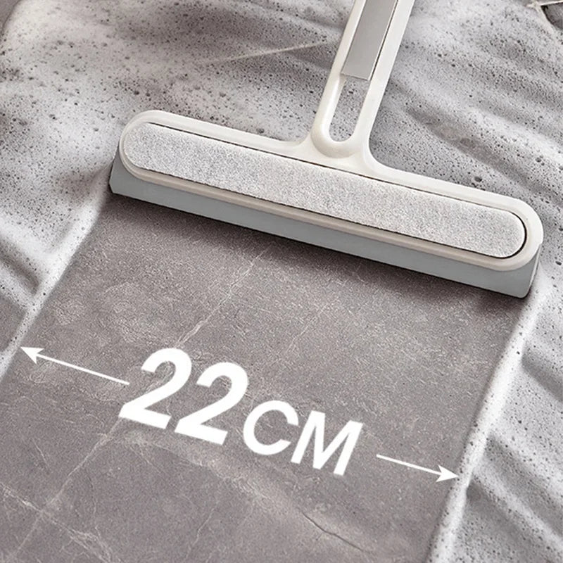Blue silicone water wiper plate glass cleaner and scraper for car windshields, windows, bathroom, and kitchen surfaces.
