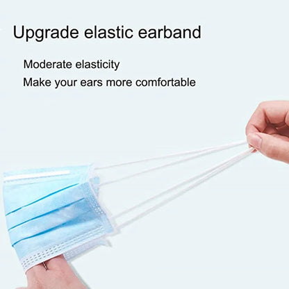 Blue disposable 3-layer nonwoven surgical masks from BackupMyFilesNow.com, 200-pack, with ear loops and face coverage.