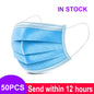 Blue disposable nonwoven 3-layer surgical face masks, homologated, for medical or everyday use, shown in a box of 200 masks.