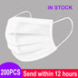 Blue disposable nonwoven 3-layer surgical face masks, homologated, for safety and protection, shown in a pack of 200 masks.