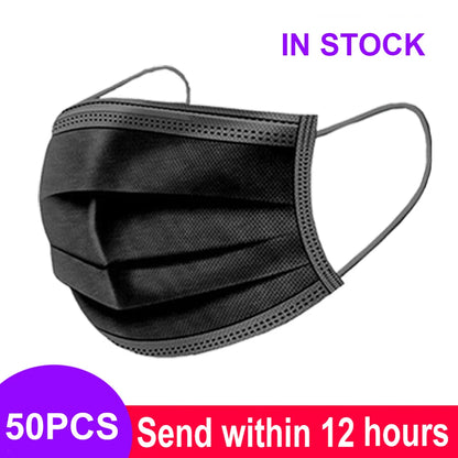 Disposable nonwoven 3-layer surgical face masks in blue, featuring ear loops, for medical and protective use.