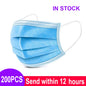 Blue disposable nonwoven 3-layer surgical face masks, homologated, with ear loops, designed for medical and everyday use.