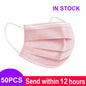 Blue disposable nonwoven 3-layer surgical face masks, homologated, for medical protection, shown in a bulk pack image.