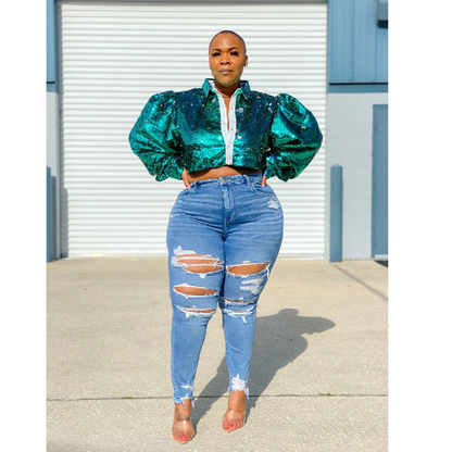 Large denim trousers for women by BACKUPMYFILESNOW.COM®, featuring classic blue denim with a relaxed fit and stylish design.