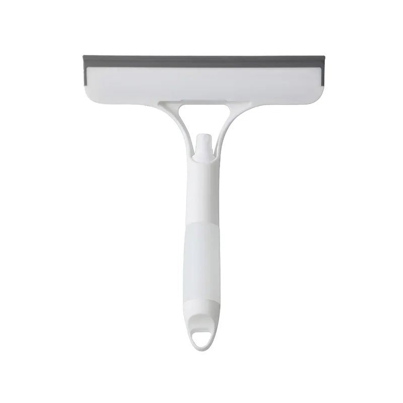 Blue 3-in-1 window cleaning squeegee with spray bottle and microfiber scrub pad, designed for glass, mirrors, and household or car cleaning.