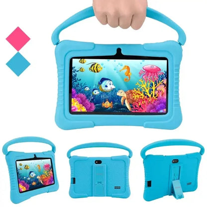 2025 new 7-inch rugged tablet by BackupMyFilesNow.com with parental controls, educational apps, Android 10, silicone case, blue color