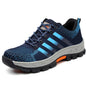 Blue steel toe safety shoes for men and women, durable footwear with reinforced toe protection from BackupMyFilesNow.com