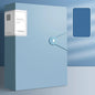 Blue desktop A4 file folder from BackupMyFilesNow.com, waterproof, dustproof, large capacity document organizer with 40-sheet capacity.