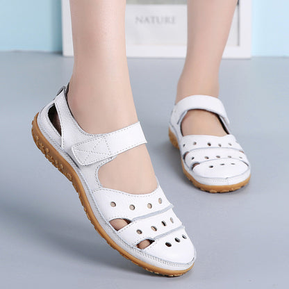 Women's summer leather hollow sandals by BackupMyFilesNow.com, featuring breathable design and comfortable fit in blue.